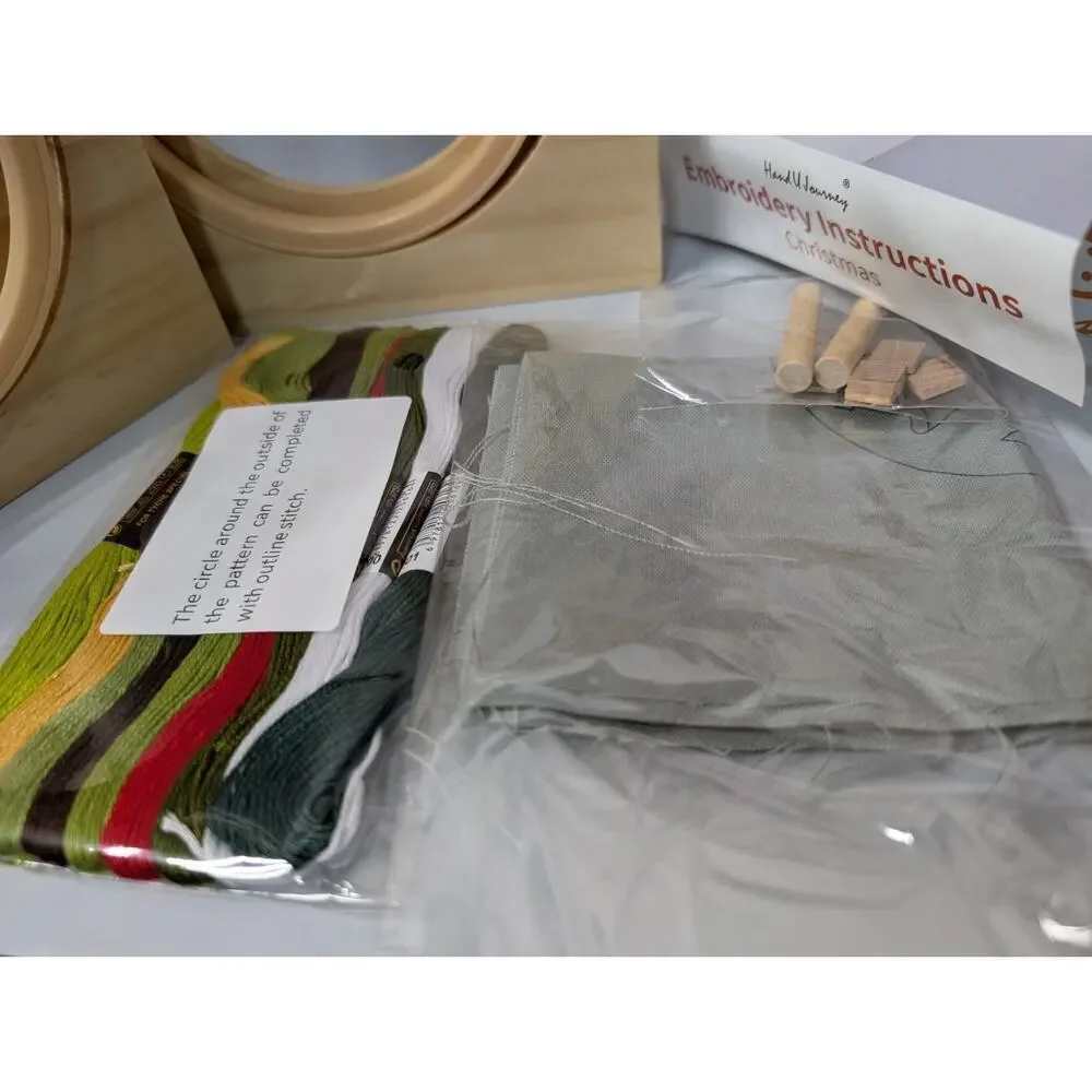 Hand U Journey DIY Christmas Embroidery Set For Beginners Needlepoint